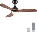 VONLUCE Wood Ceiling Fan with Lights, 42 Inch Ceiling Fan and Remote, 6-Speeds Quiet Reversible DC Motor, 3CCT, 3 Blades Outdoor Ceiling Fan for Patios Farmhouse, Black