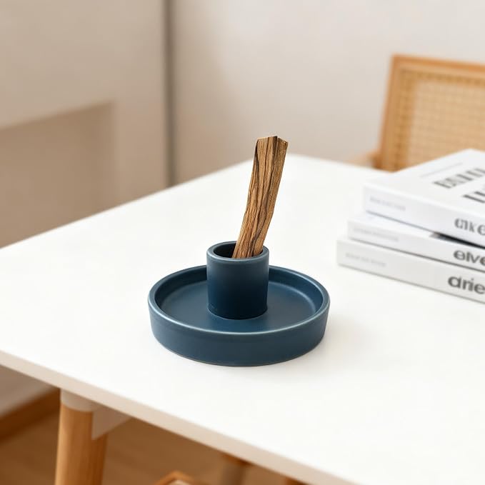 Palo Santo Holder, Ceramic Incense Stick Holder, Sage Holder for Yoga, Meditation, and Energy Cleansing, Unique Ceramic Incense Holder Gift for Palo Santo Sticks (Blue)