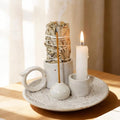 Tnstbiee 4-in-1 White Ceramic Palo Santo Burner & Holder - Versatile Candle and Smudge Tray for Incense Sticks, Cones, and Sage - Ideal Zen Meditation Altar Accessory for Enhanced Aromatic Experience
