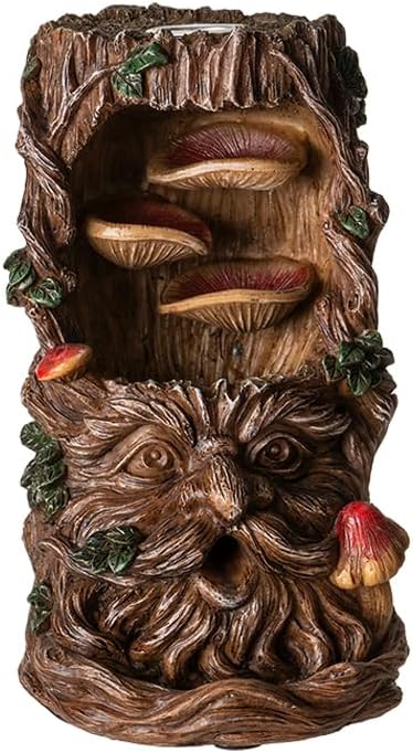 Pacific Giftware Greenman Backflow Incense Burner with LED Light Nature Inspired Tree of Life Spirit Design for Aromatherapy and Home Decor 6 Inches Tall