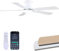 Ceiling Fans with Lights, 52 Inch Ceiling Fan with Light and Remote/APP, Low Profile Ceiling Fan with Light, DC Reversible, 6 Speed Noiseless LED Ceiling Fan, White Small Ceiling Fan for Bedroom
