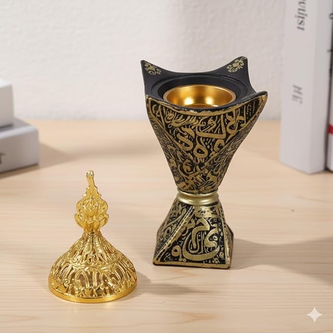 Bakhoor Burner, Charcoal Incense Burner, Frankincense Resin Incense Burner, Incense Burner for Yoga, Spa Aromatherapy，Office & Home Decor Gifts (Black-style2)