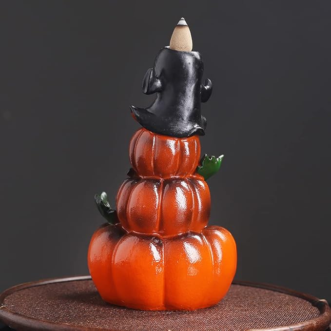 Creative Pumpkin Backflow Incense Burner Ghost Festival Halloween Household Craft Gift Ornaments Resin Censer Holder Aromatherapy Stove