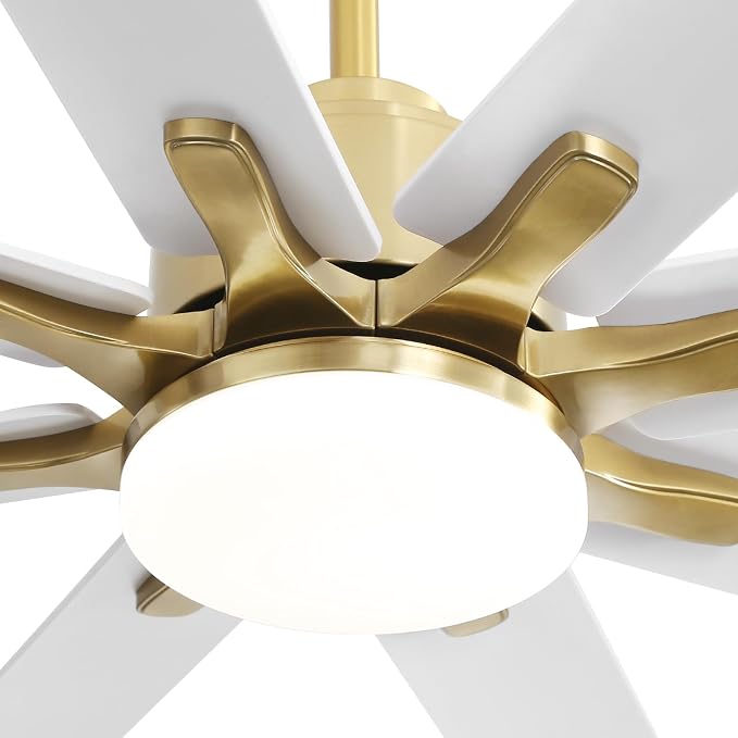 Sofucor 52 Inch Smart Ceiling Fan with Lights, Indoor/Outdoor Ceiling Fan with Light and Remote, Work with Alexa/Google, Quiet DC Motor, Reversible 6-Speed White Ceiling Fan for Bedroom Patio Garage