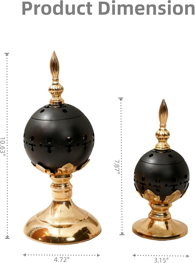 Set of 2 Incense Burner Frankincense Charcoal Incense Stand Metal Vintage Aroma Lamp Incense Holder Iron Home Scented Tabletop Christian Church Censer Decorative