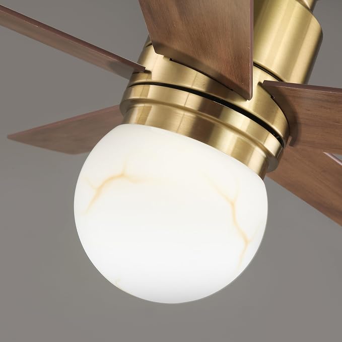 52 Inch Ceiling Fan with Light and Remote, Indoor & Outdoor Brushed Gold Ceiling Fan for Living Room Garage, Quiet DC Motor, Timer, 6 Speeds
