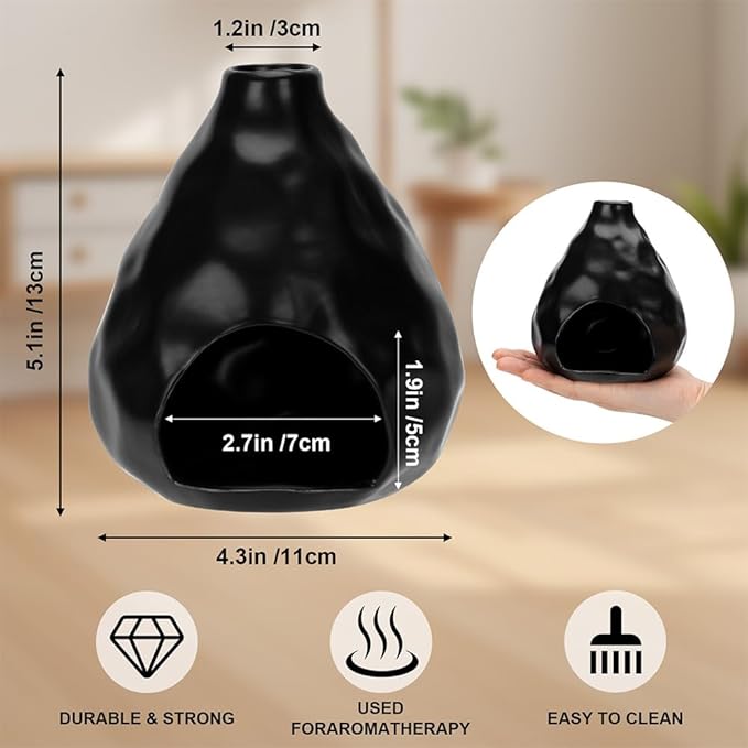 Incense Holder & Smudge Pot for Sage, Palo Santo & Incense Sticks/Cones | Ceramic Heat-Resistant Burner for Home Aromatherapy & Smudging | Home Wellness Accessory