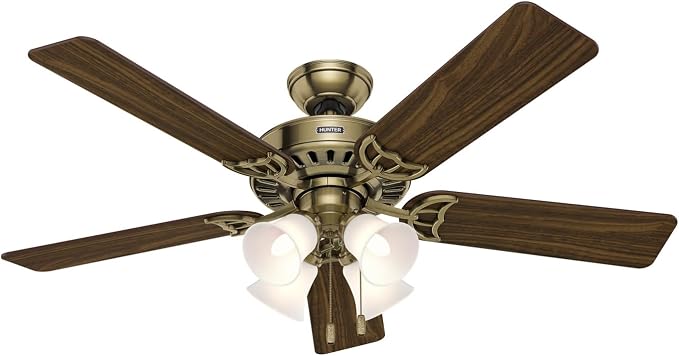 Hunter Studio Series, Indoor, Ceiling Fan, Quiet, 52 inch, Antique Brass