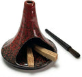 Ceramic Palo Santo Holder & Ash Catcher with Mini Chimney, Incense Holder & Sage Burner, Wabi-Sabi Home Decor for Meditation & Yoga(Rust Ember)