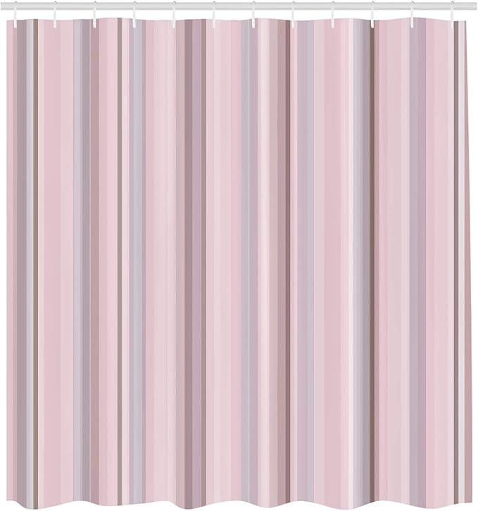 Ambesonne Stripes Shower Curtain, Abstract Ocean Inspired Palette Lines Geometrical Image Illustration, Cloth Fabric Bathroom Decor Set with Hooks, 75" Long, Pale Eggshell