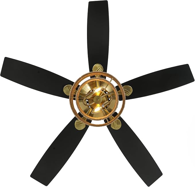 52" Farmhouse Ceiling Fan with Light and Remote Control, Boho Ceiling Fans with 6-Speed Reversible Motor, Timing Function, 5 Dual Finish Blades for Living Room, Bedroom, Patio