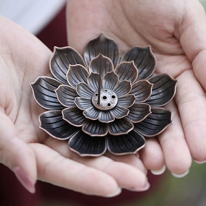 4PCS Lotus Brass Stick Incense Burner Holder,Sandalwood Burner, Stick Censer Household Yoga Studios Buddhism Nasturtium Incense Line Holder