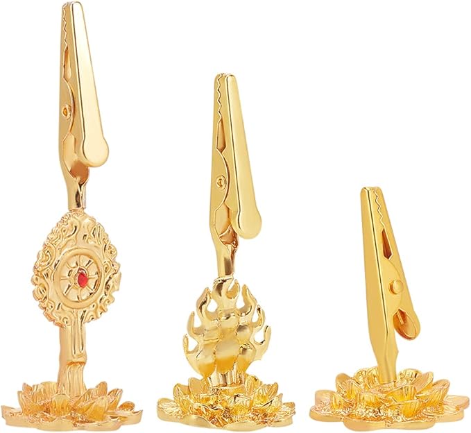 WEBEEDY 3pcs Incense Holder Clip Buddha Incense Burner Incense Stick Standing Clamp with Lotus Base Incense Ash Holder Buddhism Supplies Tabletop Decor for Home Office
