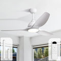 Sofucor 52 Inch Outdoor Ceiling Fans with Lights, Modern Ceiling Fan with 3 Plastic Blade, Quiet, Dimmable, High 7000CFM 6-Speed 3-Timer Reversible DC Motor, for Bedroom Living Room, ETL, White