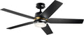Kichler Maeve 52 in LED Ceiling Fan with Light, Modern Indoor Fan with Satin Etched Cased Opal Glass in Satin Black, Natural Brass Accent Ring, Wall Control, for Bedroom Living Room, 300059SBK