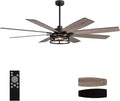 LuminFan 72 inch Large Ceiling Fans with Lights and Remote, Black Modern Ceiling Fan for Living Room, Patios, 6 Speed Reversible Quiet DC Motor, 8 Blades, Easy to Install