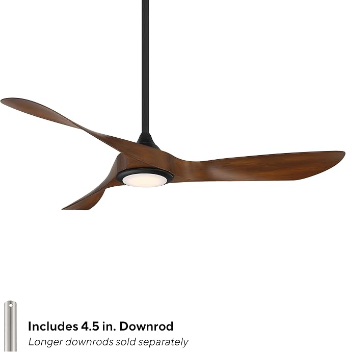 WAC Lighting Swirl 3-Blade Aluminum Smart Ceiling Fan in Matte Black/Brown
