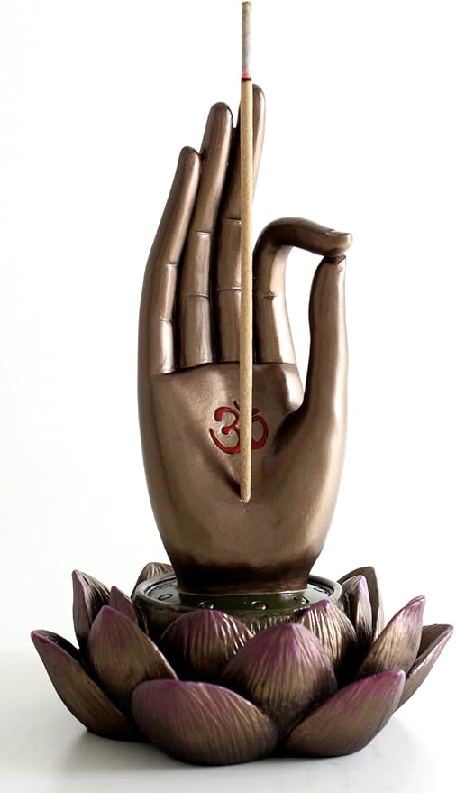 Top Collection Buddha Hand and Lotus Flower Vitarka Mudra Incense Holder Incense Burner