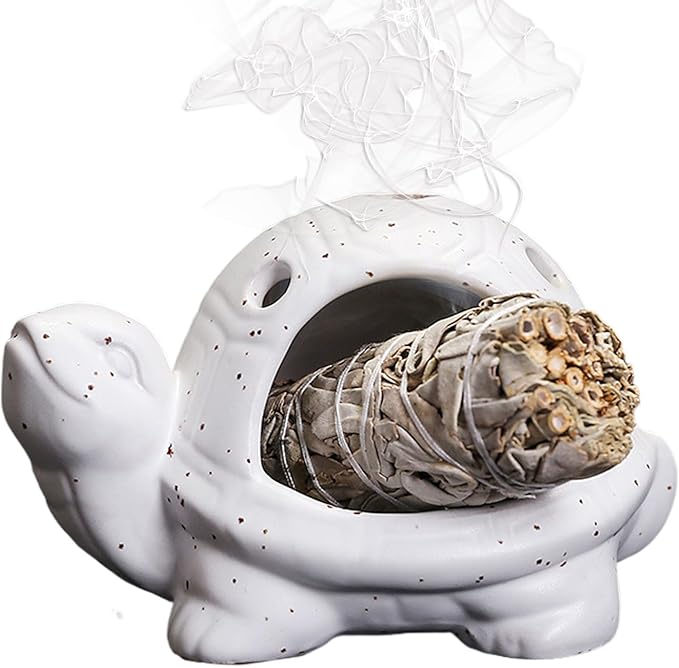Turtle Palo Santo Holder Ceramic Palo Santo Burner Sage Holder for Burning,Sea Turtle Incense Holder for Wood Sticks Incense Cones and Sage,Incense Burner for Yoga Zen Meditation Altar Decor (D)