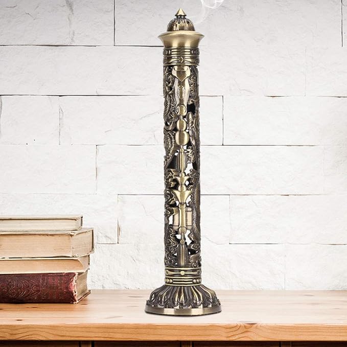 Incense Stick,Bronze Dragon Phoenix Relief Vertical Incense Incense Stick Holder Incense Stick Stand Tea Room Decoration Ornaments