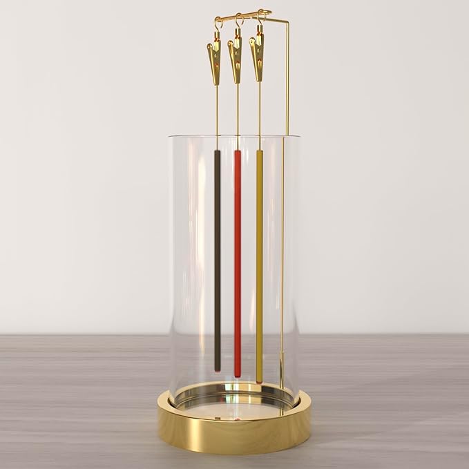 Incense Holder Ash Catcher - Upside Down Glass Incense Holder for Sticks, Reverse Inverted Anti Ash No Mess Insence-Stick Holder, Modern Metal Vertical Incense Burner for House Decor, Gold