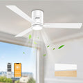 OPONL Ceiling Fan with Light, 52 inch Low Profile Ceiling fan with Light and Remote Control, Reversible, 6CCT, Dimmable, Noiseless, White Ceiling Fan for Bedroom, Indoor/Outdoor Use, Classic