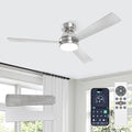 VOLISUN Ceiling Fans with Lights Flush Mount, 42 inch Low Profile Ceiling Fan with Light and Remote, Queit & Reversible Motor,3CCT, Dimmable, Modern Ceilings Fans for Bedroom, Living Room(Nickel)