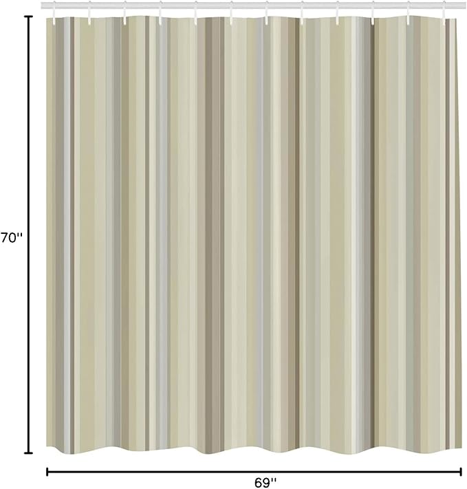 Ambesonne Stripes Shower Curtain, Abstract Ocean Inspired Palette Lines Geometrical Image Illustration, Cloth Fabric Bathroom Decor Set with Hooks, 70" Long, Pale Khaki