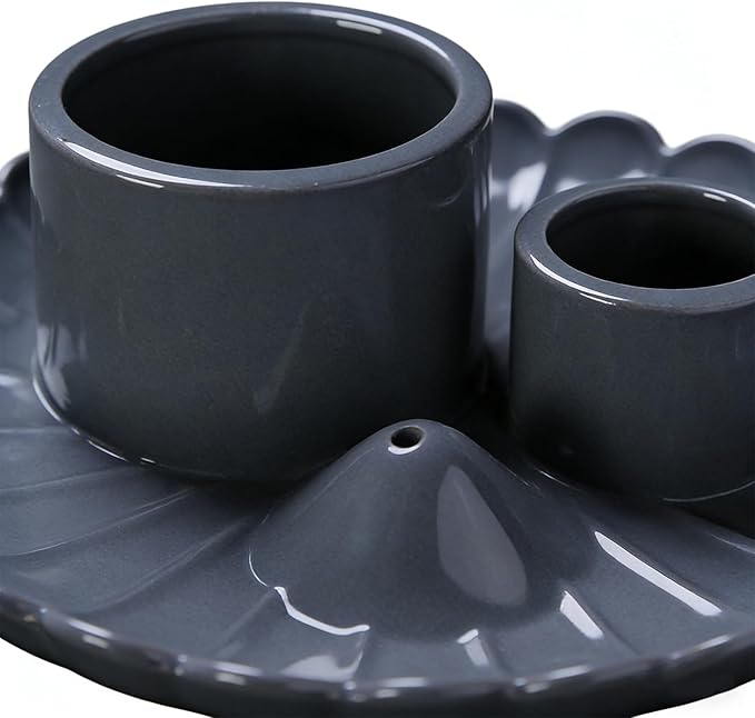 Multifunction Incense and Candle Holder for Burning Sage, Palo Santo, Ceramic Incense Stick Holder for Palo Santo Burner, Sage Holder for Yoga, Meditation, and Energy Cleansing (Gray)