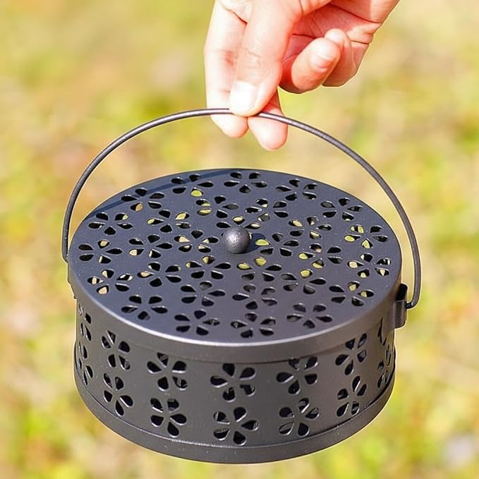 Heat-Resistant Mosquito Coil Holder, Round Iron Incense Stand with Handle, Incense Holder for Home, Outdoor, Office