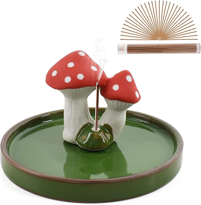 Mushroom Incense Holder, Handmade Incense Stick Burner, Nature Theme Incense Burner, Home Decoration Accessories