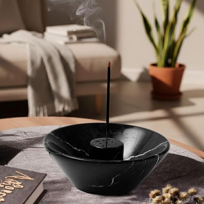 Radicaln Marble Incense Holder 5.5" Inches Black Handmade Incense Stick Holder for Living Room Décor, Ideal Incense Holder Marble Ashtray & Palo Santo Holder for Home Décor