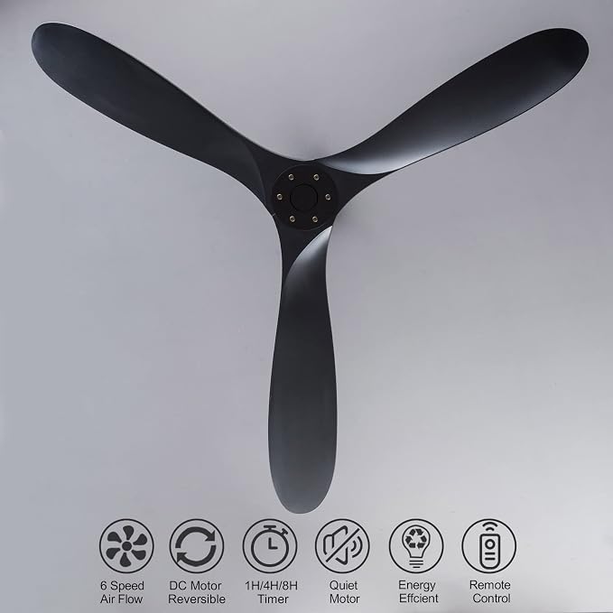 KBZZ Ceiling Fan No Lights 52" Outdoor Ceiling Fan for Patio, Modern ABS Ceiling Fan Damp Rated 3 Blade Large Airflow Indoor Outdoor Farmhouse Ceiling Fan for Exterior House Porch Gazebo