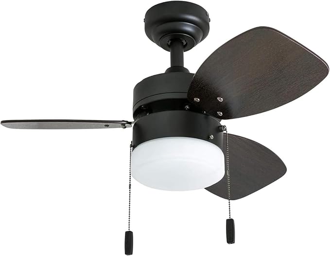 Honeywell Ceiling Fans Ocean Breeze Modern 30 Inch Ceiling Fan with Light, Pull Chain LED Indoor Fan with 3 Blades, Dark Brown Chestnut and Light Oak Blade Finish Options, Bronze (50602-01)
