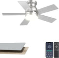 32'' Silver Low Profile Ceiling Fan with Light for Hallway, Closet | Quiet DC Motor, Flush Mount, 3CCT Dimmable, Modern Small Room Ceiling Fan with App/Remote Control