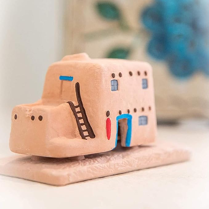 Incienso de Santa Fe - Casa de Adobe Natural Wood Incense Burner, Includes 20 Piñon Incense Bricks - Made in The USA