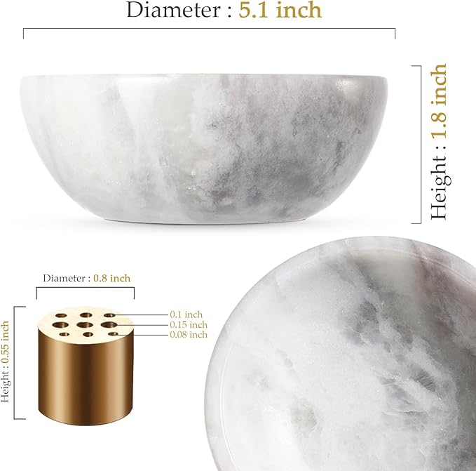 Koville African Natural Marble Incense Holder, 5inch Incense Holders for Sticks, Sturdy Incense Burner Ideal for Meditation and Relaxing, Easy to Clean(Grigio Fantasy)