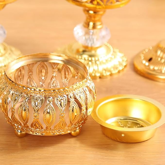 Middle Eastern Style Incense Burner Ornament 4.72X3.54X3.54In Electroplated Metal Incense Holder for Home Decoration