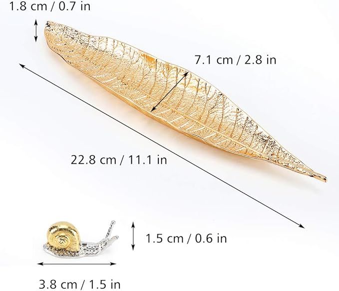 Accmor Incense Holder Set, Leaf and Snail Incense Burner, Incense Ash Catcher, Incense Sticks Holder for Counters, Meditation Room, Yoga, Home, Office, Gold