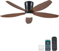 Surtime 48" Ceiling Fans with Lights-Low Profile Ceiling Fan with Light and Remote/APP Control,Flush Mount,LED Dimmable Modern Ceiling Fans for Bedroom,Indoor/Outdoor Patio Use(Brown)