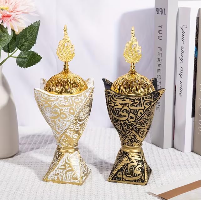 Bakhoor Burner, Charcoal Incense Burner, Frankincense Resin Incense Burner, Incense Burner for Yoga, Spa Aromatherapy，Office & Home Decor Gifts (Style2-white)