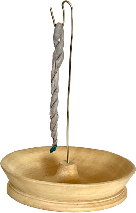 Snow Hill Incense Rope Holder Burner with 2 Pack of Rose & Radhe Radhe Incense Rope, Organic Composed of 26 Ritual Ingredients - Wooden Incense Ash Catcher Burner - Handmade in Nepal