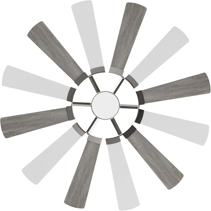 62'' Farmhouse Ceiling Fan with Light,12 Dual-Finish Wind Mill Blades, 3 Downrods, 6-Speed Reversible DC Motor, High CFM, 3CCT, Indoor Outdoor Modern Industrial Fans for Patio Commercial Shop Garage