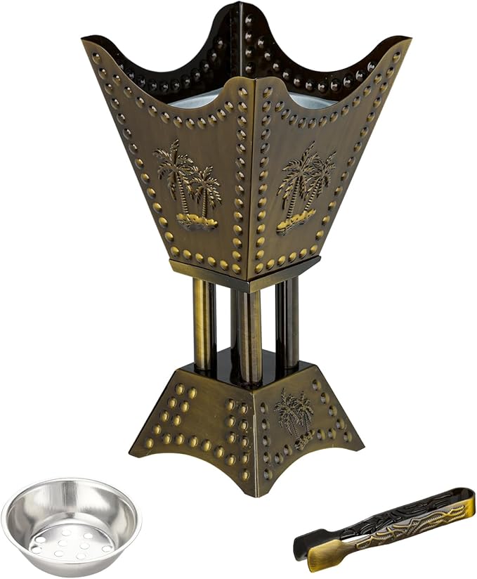 Decorative Palm Tree Incense Burner, Gold Metal Design (Bronze-WF012)