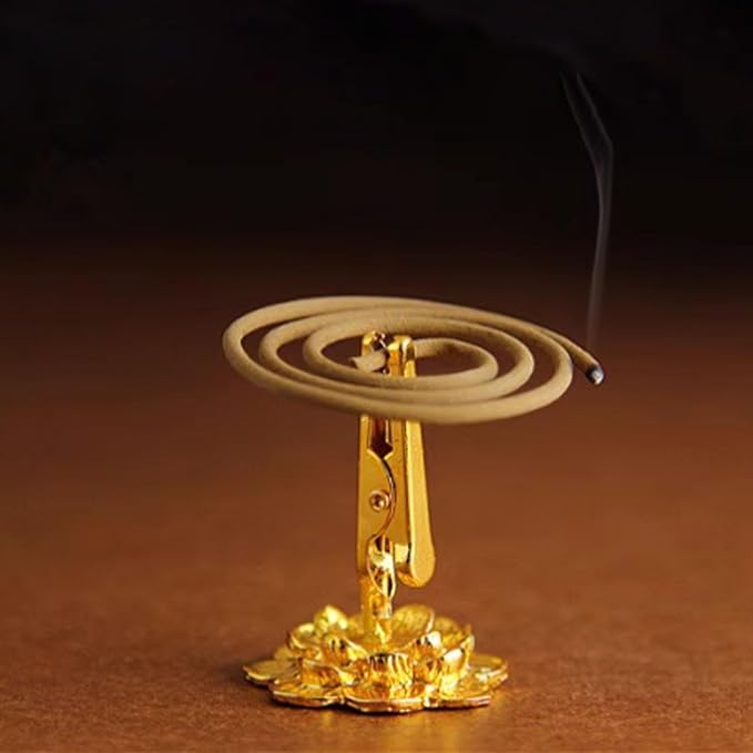 2pcs Lotus-Shaped Incense Holder Clips with Nelumbo Nucifera - Designed Base. These Clips can be Used for Both Incense Sticks (Standing Clamp) and Incense Coils (Spiral Burner)
