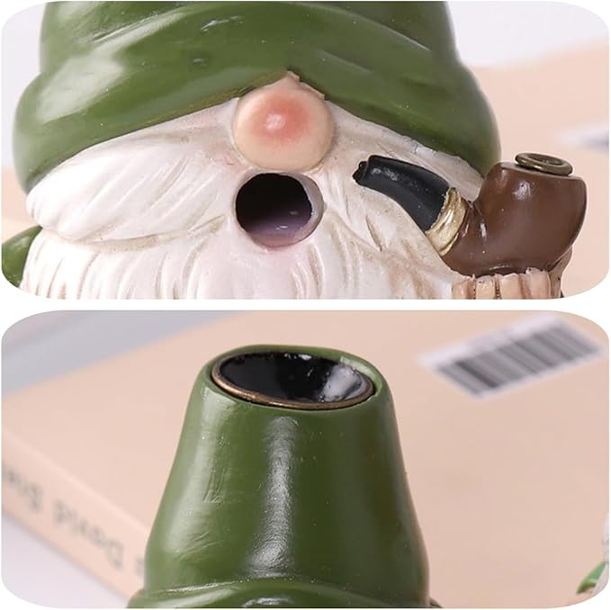 Gnome Incense Holder for Sticks and Incense Cone Holder, Resin Mini Gnomes Figurines Incense Stick Holder, Cute Incense Burner for Yoga Meditation Home Office Decor,Gnome Gifts for Women (Green)