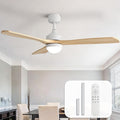 Sofucor 52" Solid Wood Ceiling Fan Lights, Flush Mount & Downrod Mount Ceiling Fan with Lights and Remote, Wood Blades Modern Outdoor Ceiling Fans for Bedroom/Farmhouse/Patio/Indoor