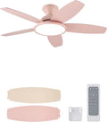 VONLUCE Ceiling Fans with Lights, 42 Inch Ceiling Fan and Remote, Full-Spectrum LED Light, 3CCT, 6-Speeds Noiseless Reversible DC Motor, Modern Ceiling Fan for Bedroom Living Room Farmhouse, Pink