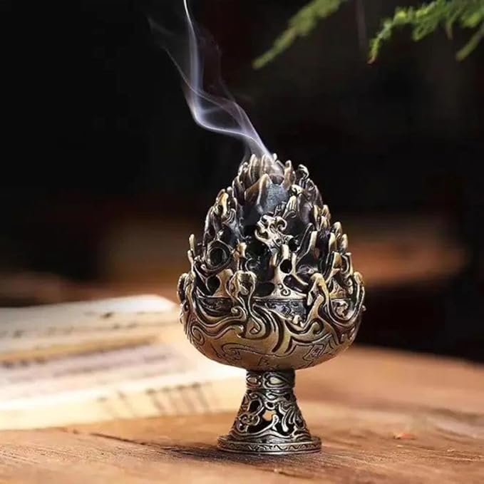 Bronze Mini Incense Burner Stove,Zen Boshan Incense Burner Home,Copper Mountain Statue,Vintage Incense Charcoal Stove for Home Decoration Room Tea House Incense and Incense Holders