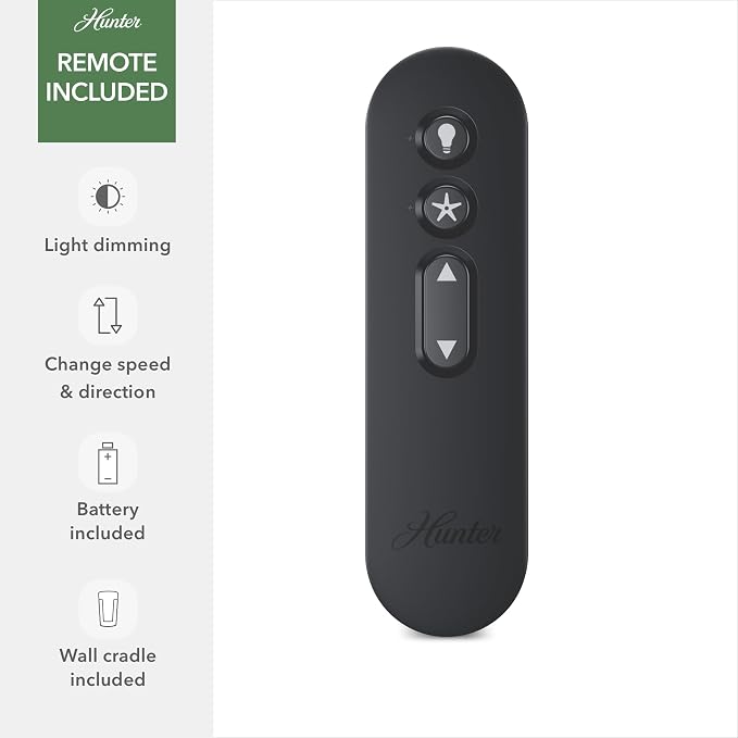 Hunter Minimus, Indoor, Ceiling Fan, with LED Light, 44 inch, Matte Black